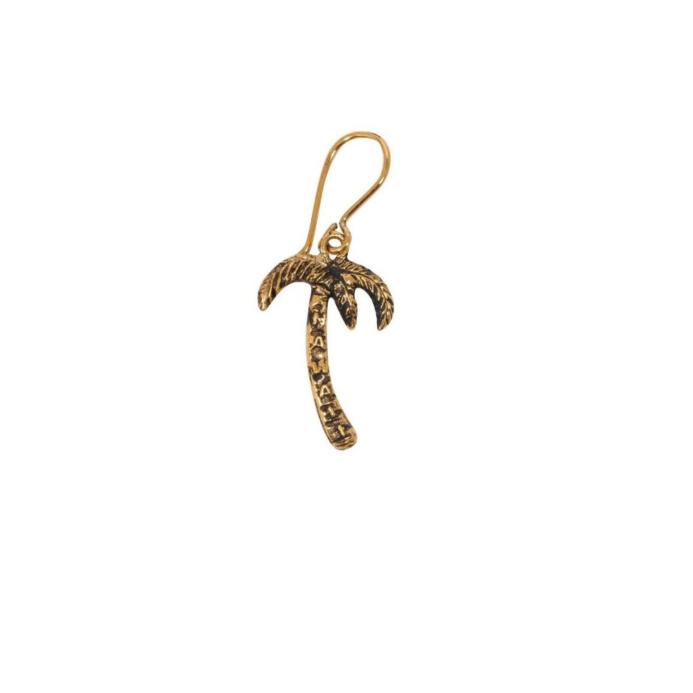Saint Laurent Unisex Palm Tree Gold Brass Dangle Earring Hedi Slimane Boho Chic - Picture 2 of 7